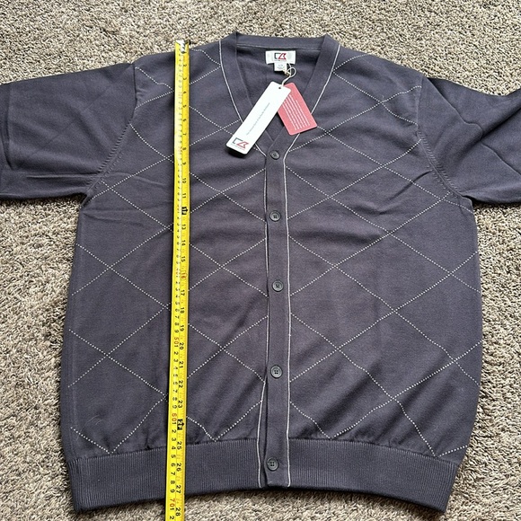 NWT Cutter & Buck Gray Argyle Men's Sweater Size Large - Picture 5 of 7